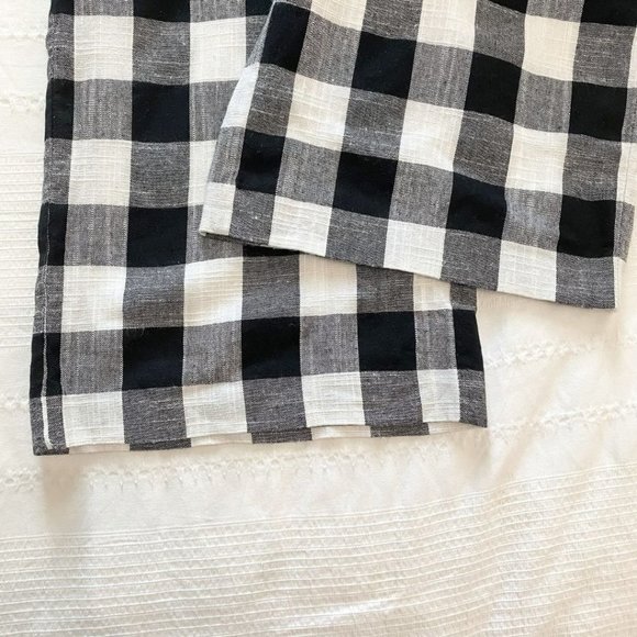 FOREST LILY BLACK WHITE GINGHAM LINEN BLEND TIE FRONT CROPPED WIDE LEG JUMPSUIT - Picture 5 of 10